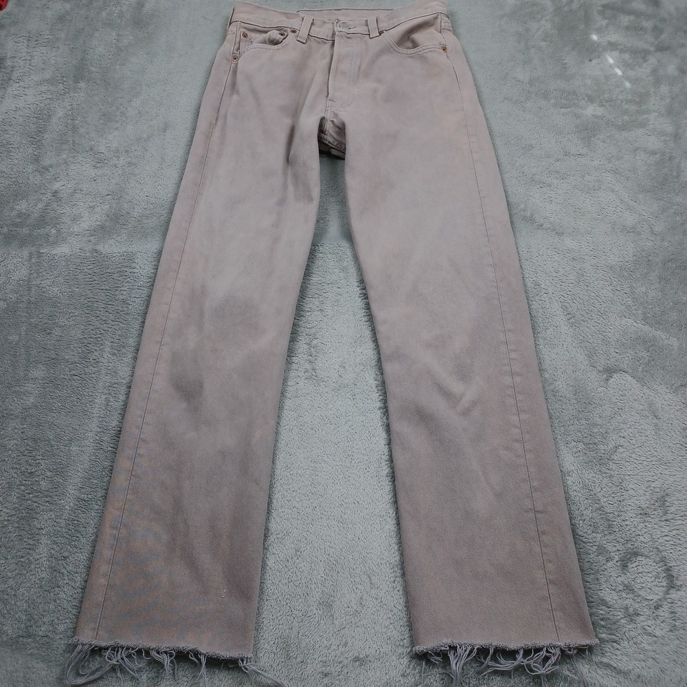 Vintage Levis 501 Jeans Mens 28x30 Brown Denim Button Fly Cut Off USA 90s